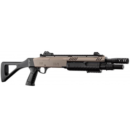 Fusil à pompe FABARM STF/12-11 COMPACT spring 3 billes tan 0,8j - BO MANUFACTURE Fusil à pompe FABARM STF/12-11 COMPACT spring 3 billes tan 0,8j - BO MANUFACTURE