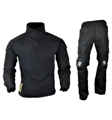 Tenue complète Noir ( pantalon + combat shirt) - JS TACTICAL