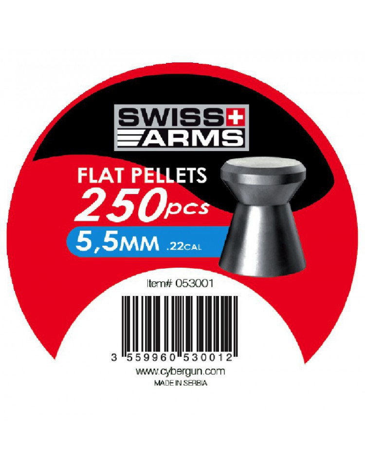 Plombs tête plate 5,5mm boite de 250 - SWISS ARMS